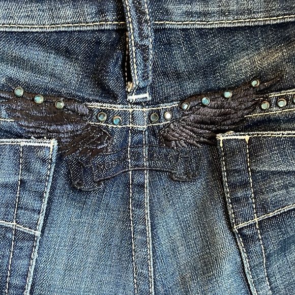 Robin’s Marilyn Straight Jeans Butterfly Appliques Made in USA Size 28 Gemstones - Picture 7 of 12